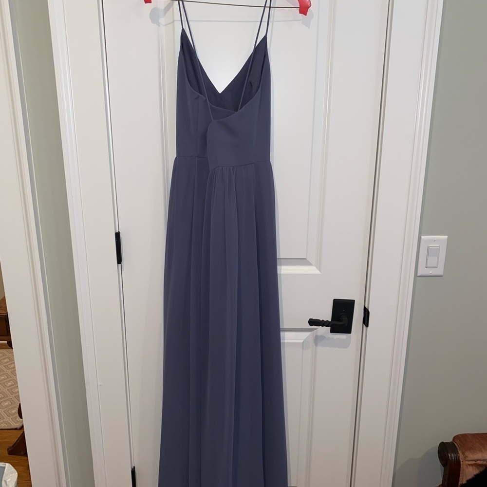 Dark grey full length gown. Size 6. Dressy collection, Vivian Diamond.